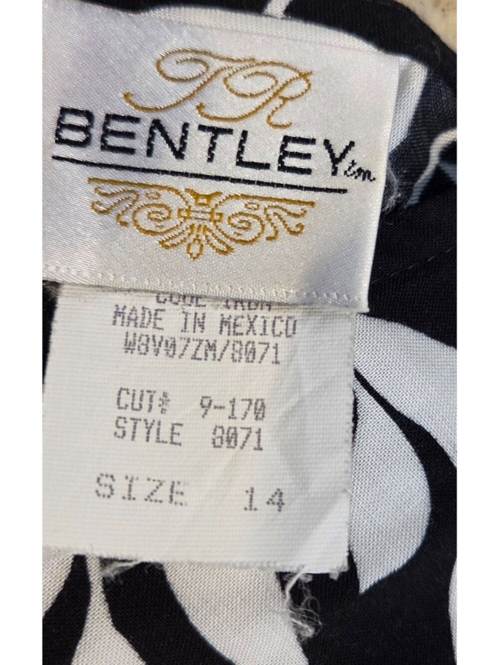 Vtg Bentley Maxi Dress Sz 14 Leaf Black Retro Trad Wife Cottage Garden *flaw - Picture 10 of 14